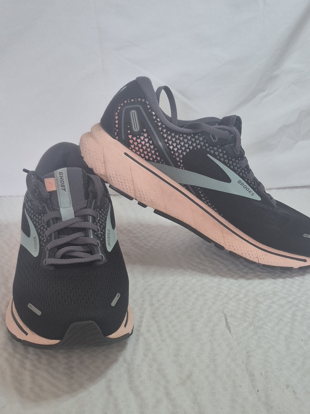 Brooks Women’s Ghost14 Running Shoes - Black with Peach & Mint